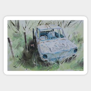 Scrapped Hillman Imp with Butterfly Sticker